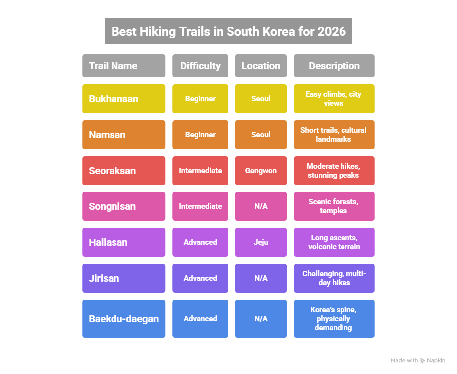 Best Hiking Trails in South Korea for 2026
